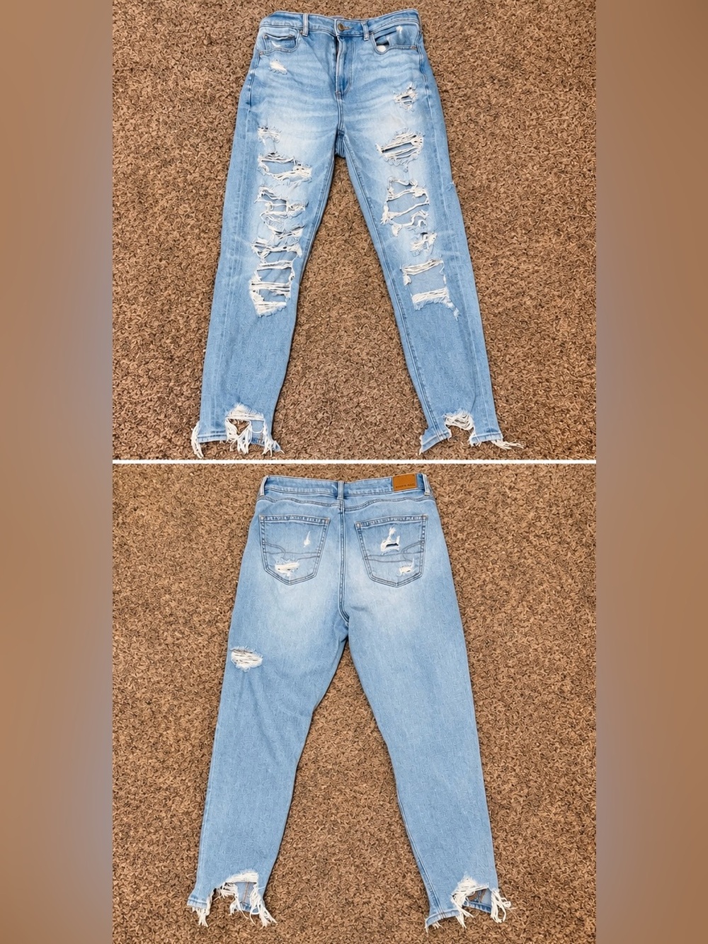 American Eagle Outfitters Light Blue Distressed Straight Leg Jeans
